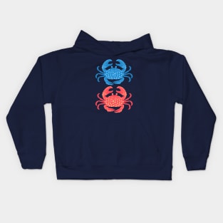 KING CRABS Cute Sea Life Coastal Ocean Beach Crab in Blue Red - UnBlink Studio by Jackie Tahara Kids Hoodie